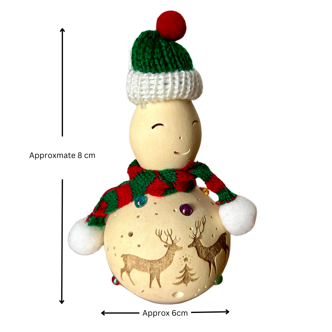 Enchanting Handmade Gourd Snowman Night Light