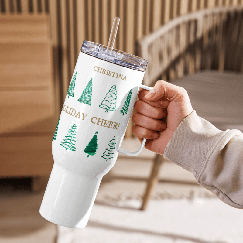 Personalized Tumbler Travel Mug Merry Christmas Gift