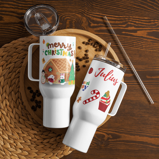 Travel mug Tumbler Joy Personalized Name for Christmas Gift