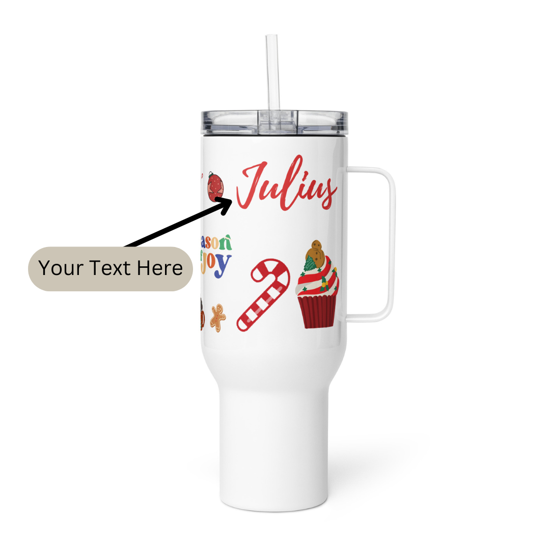 Travel mug Tumbler Joy Personalized Name for Christmas Gift