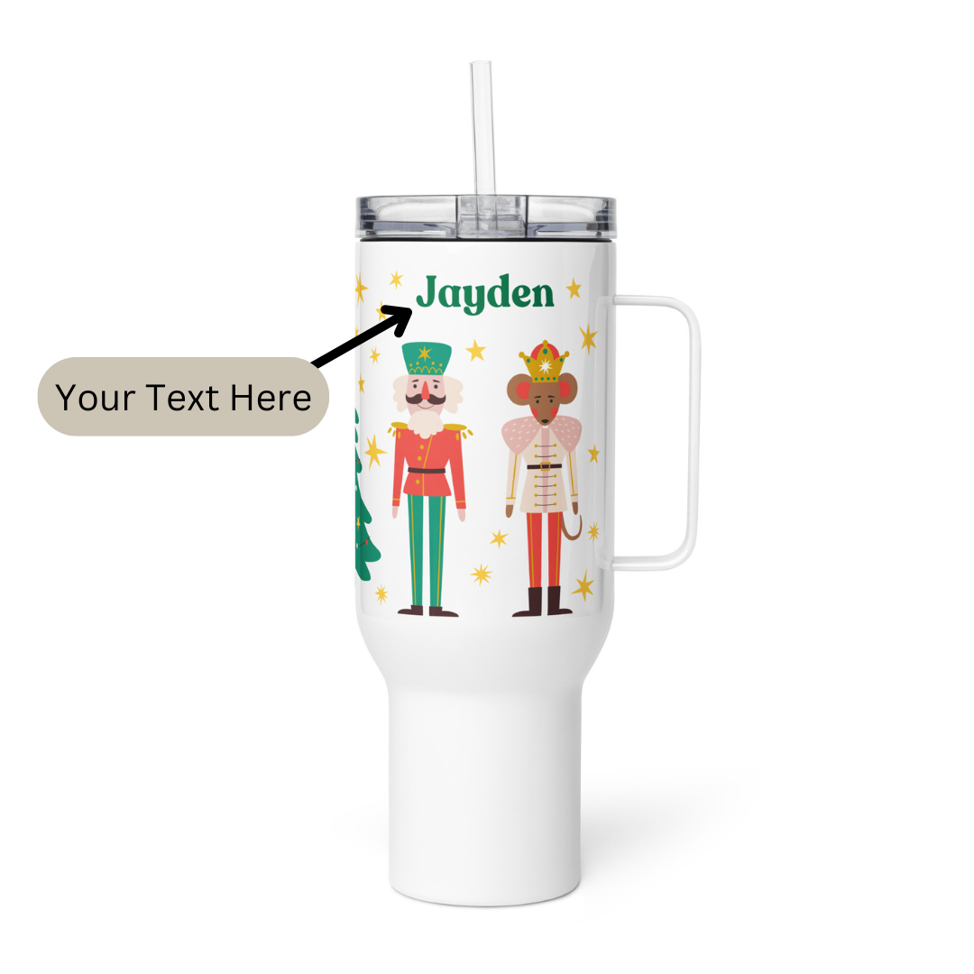 Christmas Travel mug, Personalized Tumbler Nutcracker Merry Christmas Gift