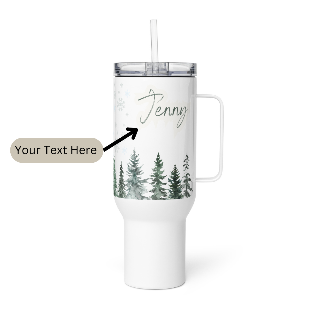 Travel mug with a handle, Personalized Tumbler Merry Christmas Gift