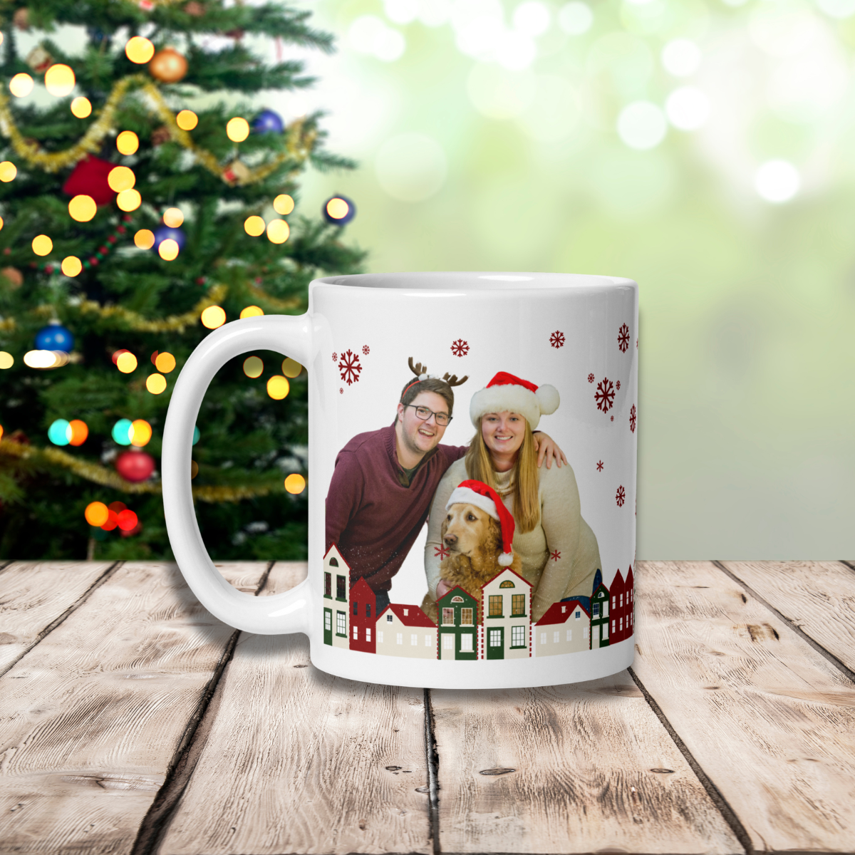 Personalized Coffee Mug with your Favourite Family Photo Merry Christmas 2024 White glossy mug