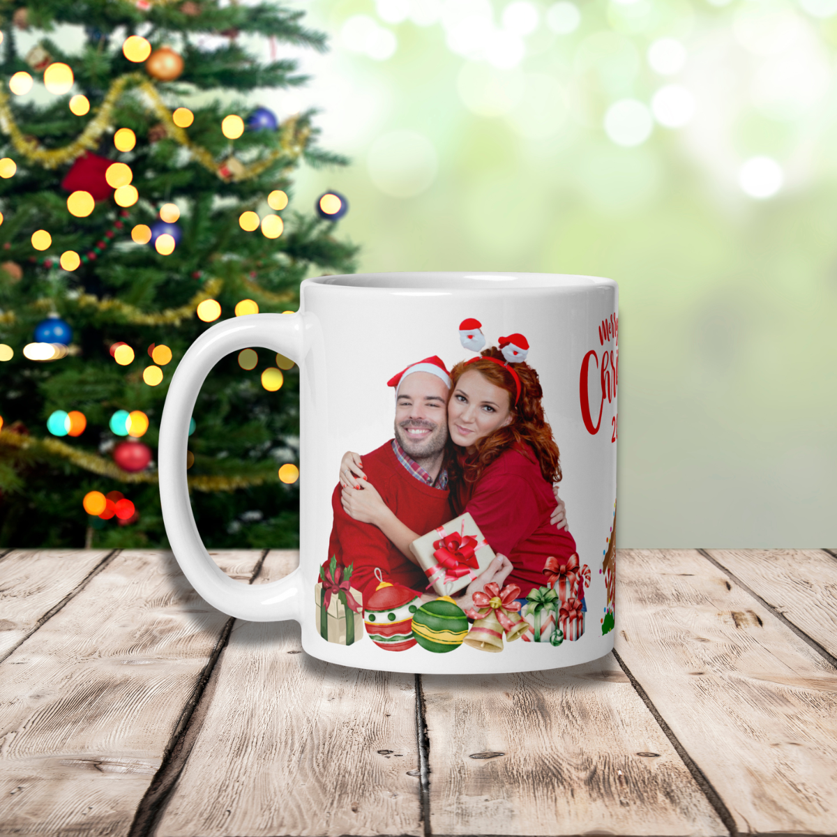 Personalized Coffee Mug - Our First Christmas as a Family Personalized White glossy mug