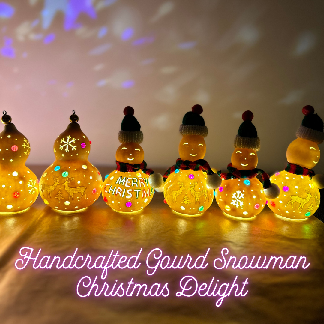 Enchanting Handmade Gourd Snowman Night Light