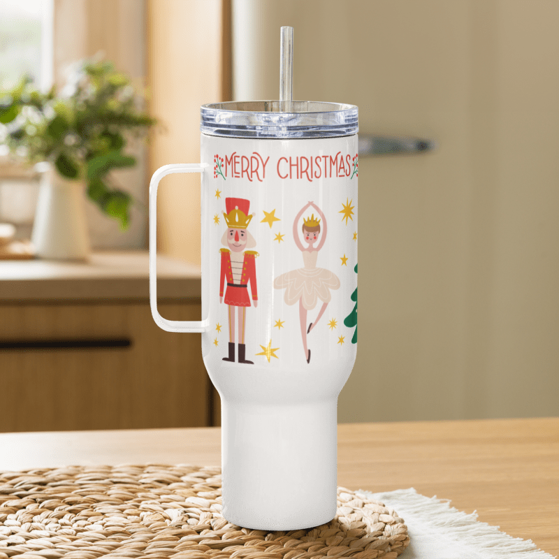 Christmas Travel mug, Personalized Tumbler Nutcracker Merry Christmas Gift