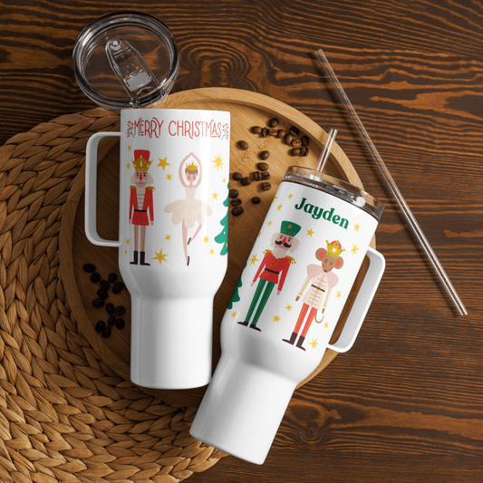 Christmas Travel mug, Personalized Tumbler Nutcracker Merry Christmas Gift