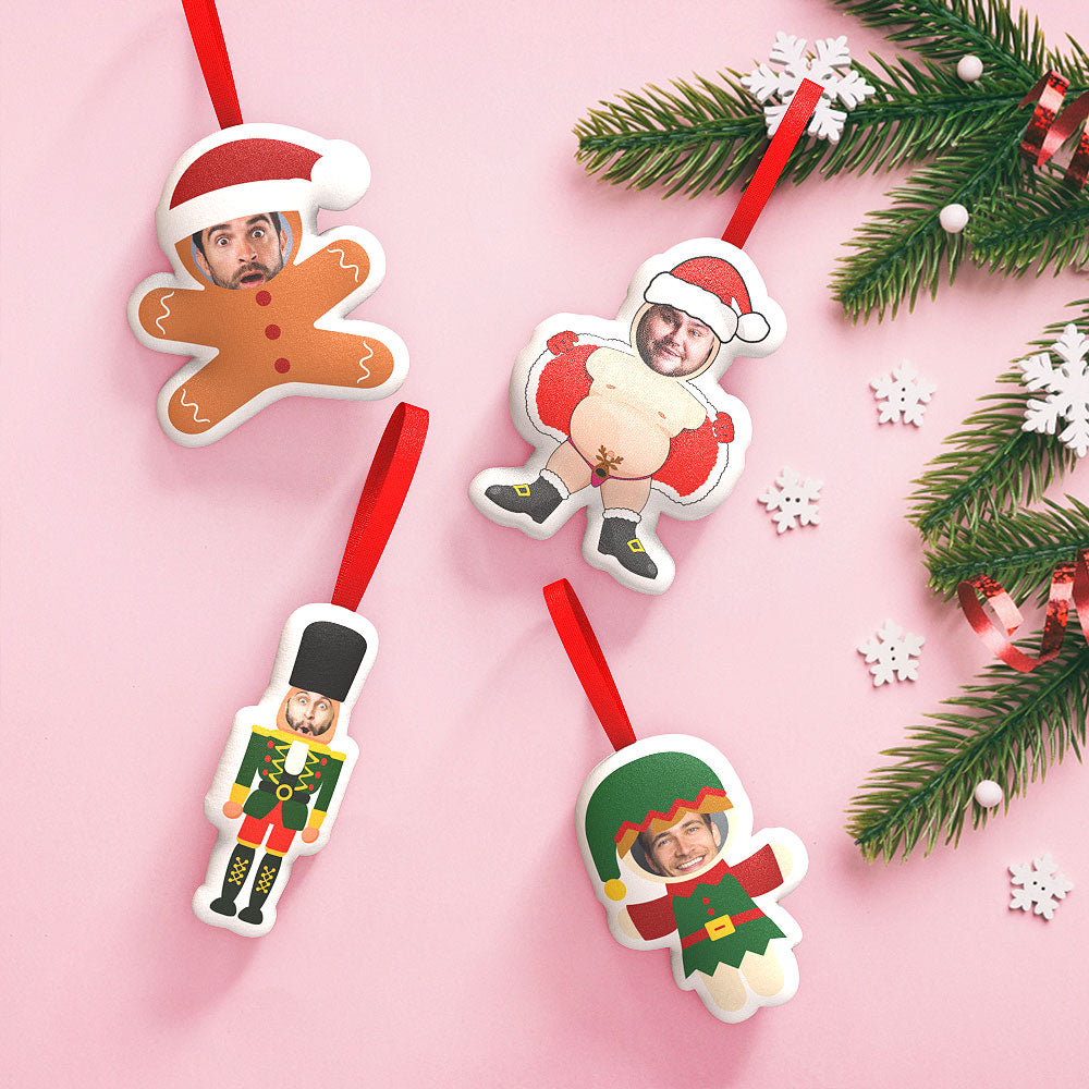 Cute Custom Xmas Hanging Decorations - Personalized Face Christmas Tree Hanging Decoration Set