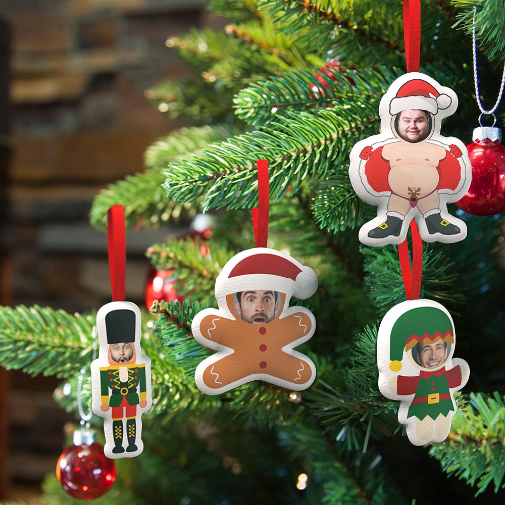 Cute Custom Xmas Hanging Decorations - Personalized Face Christmas Tree Hanging Decoration Set