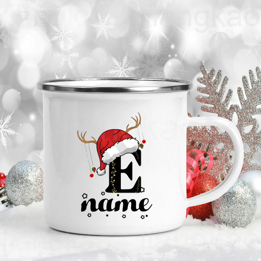 Custom Enamel Christmas Initial Mug