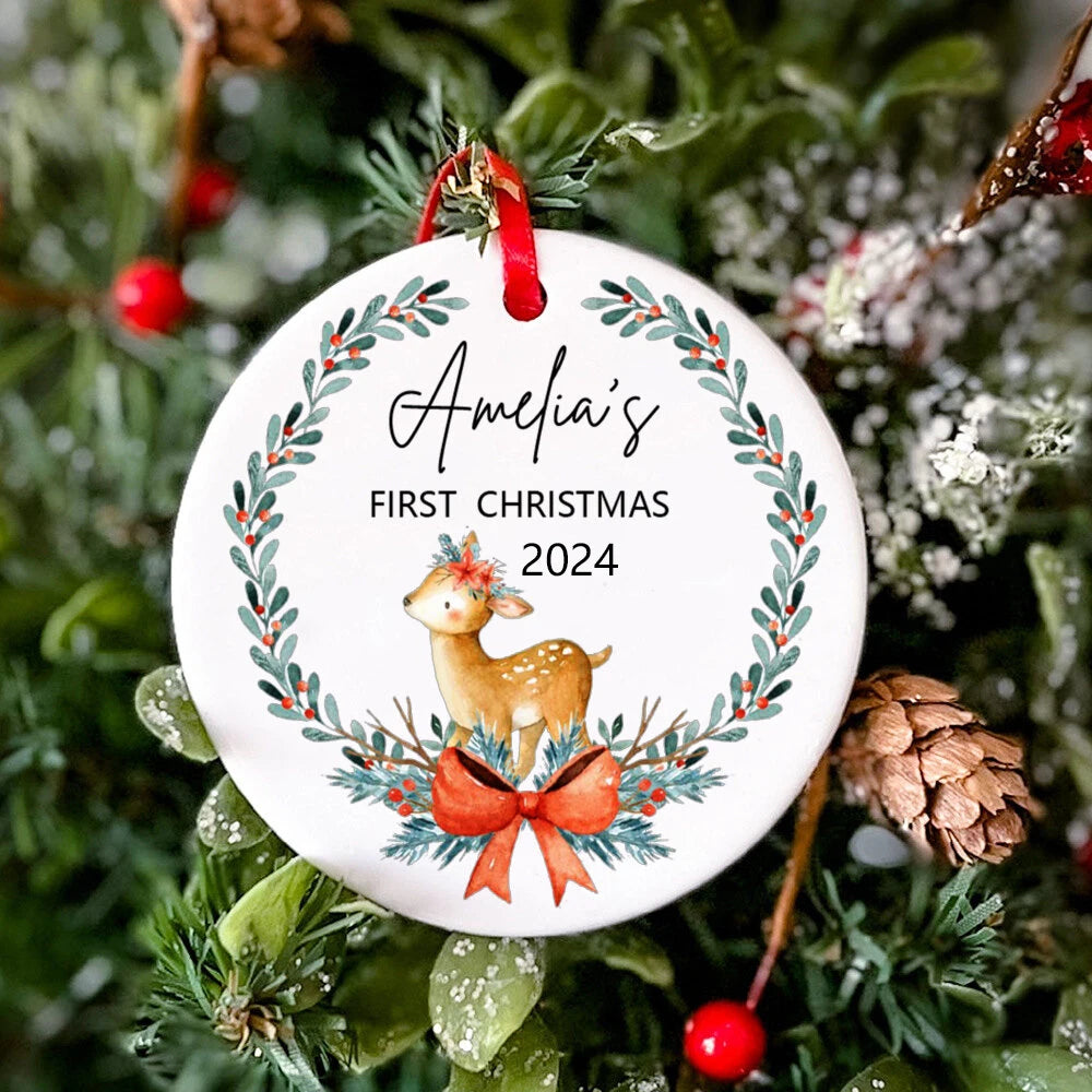 Personalized  Baby First Christmas Ceramic Ornament