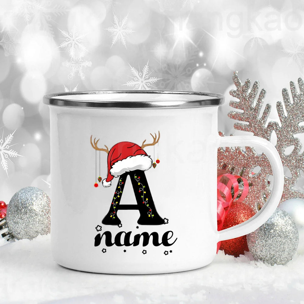 Custom Enamel Christmas Initial Mug