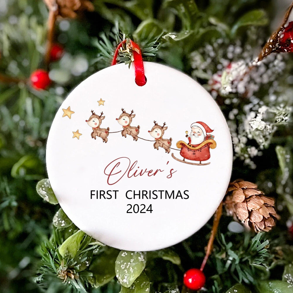 Personalized  Baby First Christmas Ceramic Ornament