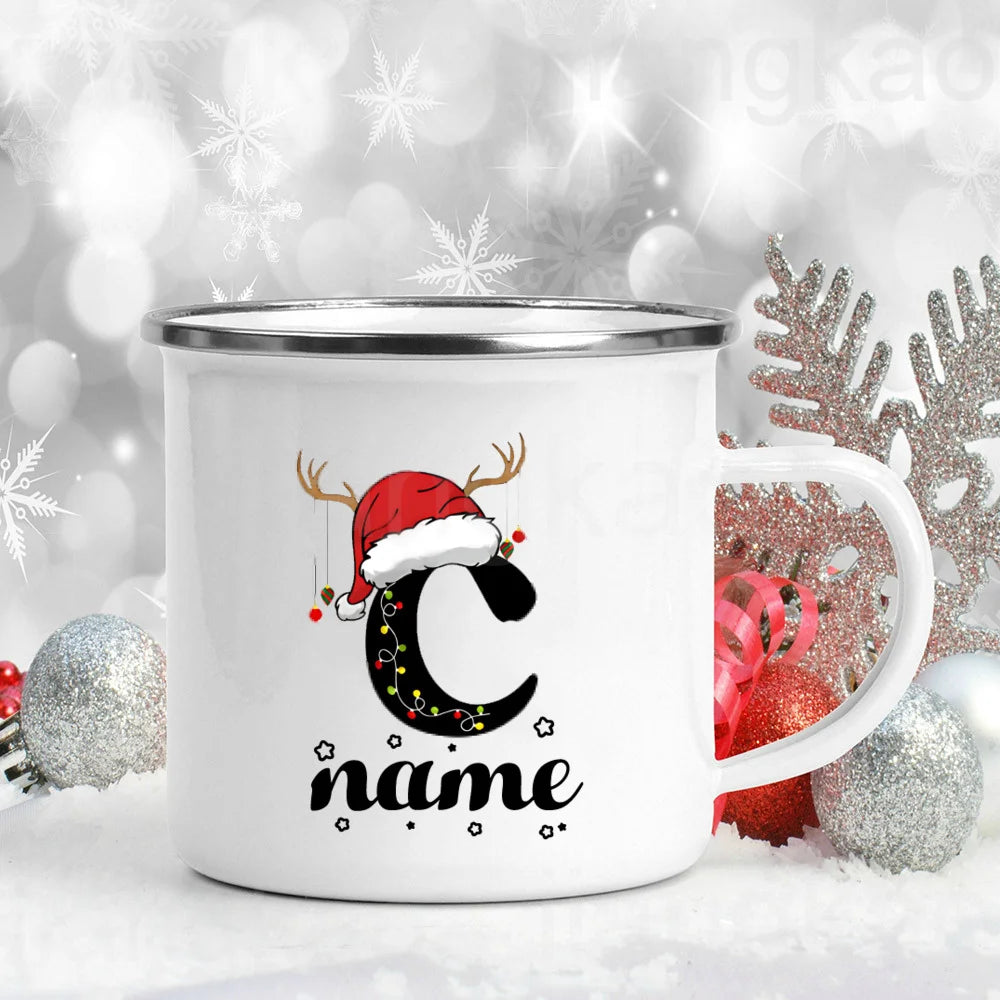 Custom Enamel Christmas Initial Mug