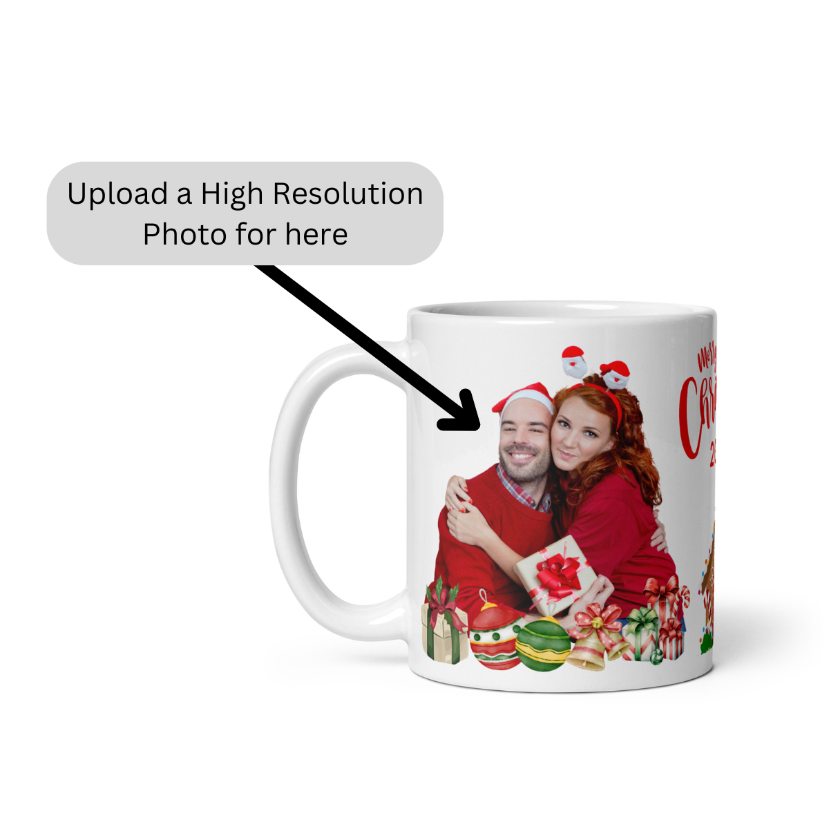 Personalized Coffee Mug - Our First Christmas as a Family Personalized White glossy mug