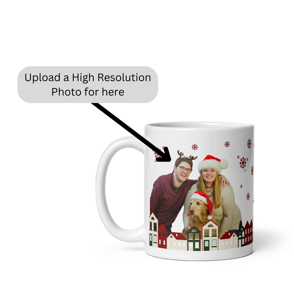 Personalized Coffee Mug with your Favourite Family Photo Merry Christmas 2024 White glossy mug