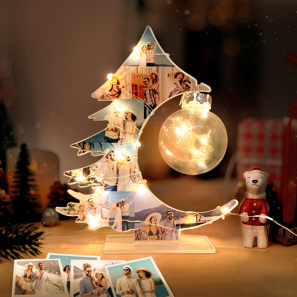 Custom Photo Night Light Personalized Christmas Tree Lamp Home Decor Gift