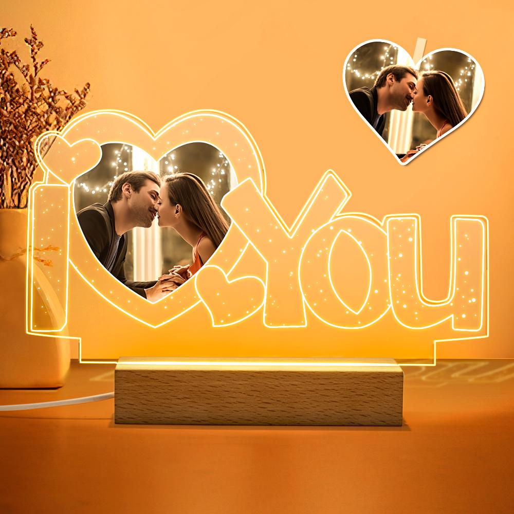 Custom Acrylic Lamp Personalized I Love You Photo Night Light gift for your loved one