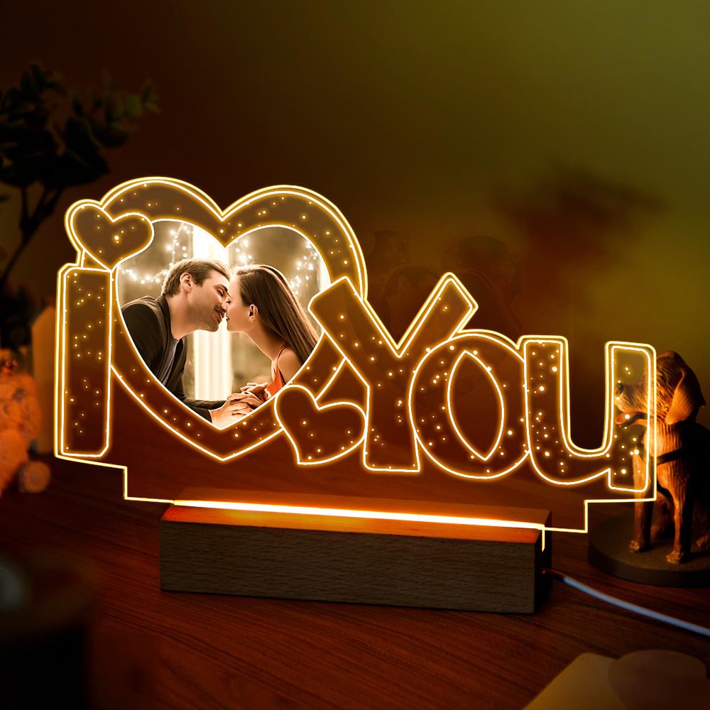 Custom Acrylic Lamp Personalized I Love You Photo Night Light gift for your loved one