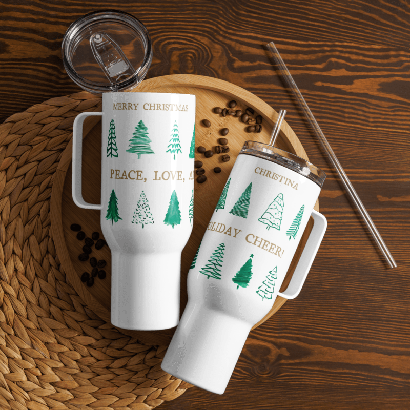 Personalized Tumbler Travel Mug Merry Christmas Gift