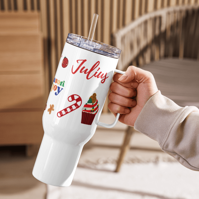 Travel mug Tumbler Joy Personalized Name for Christmas Gift