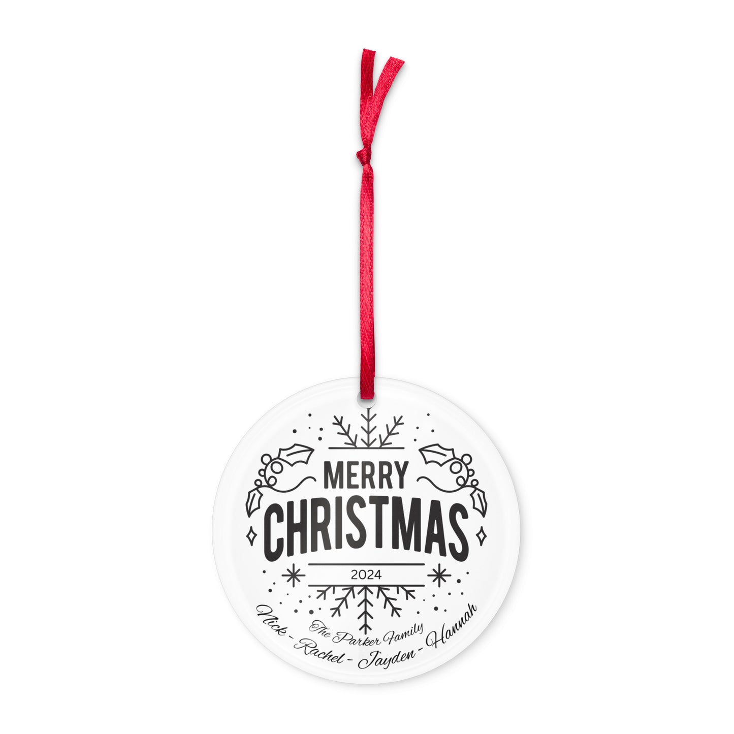 Custom Family Names Christmas Ornament : Merry Christmas 2024 Circle Acrylic Ornament