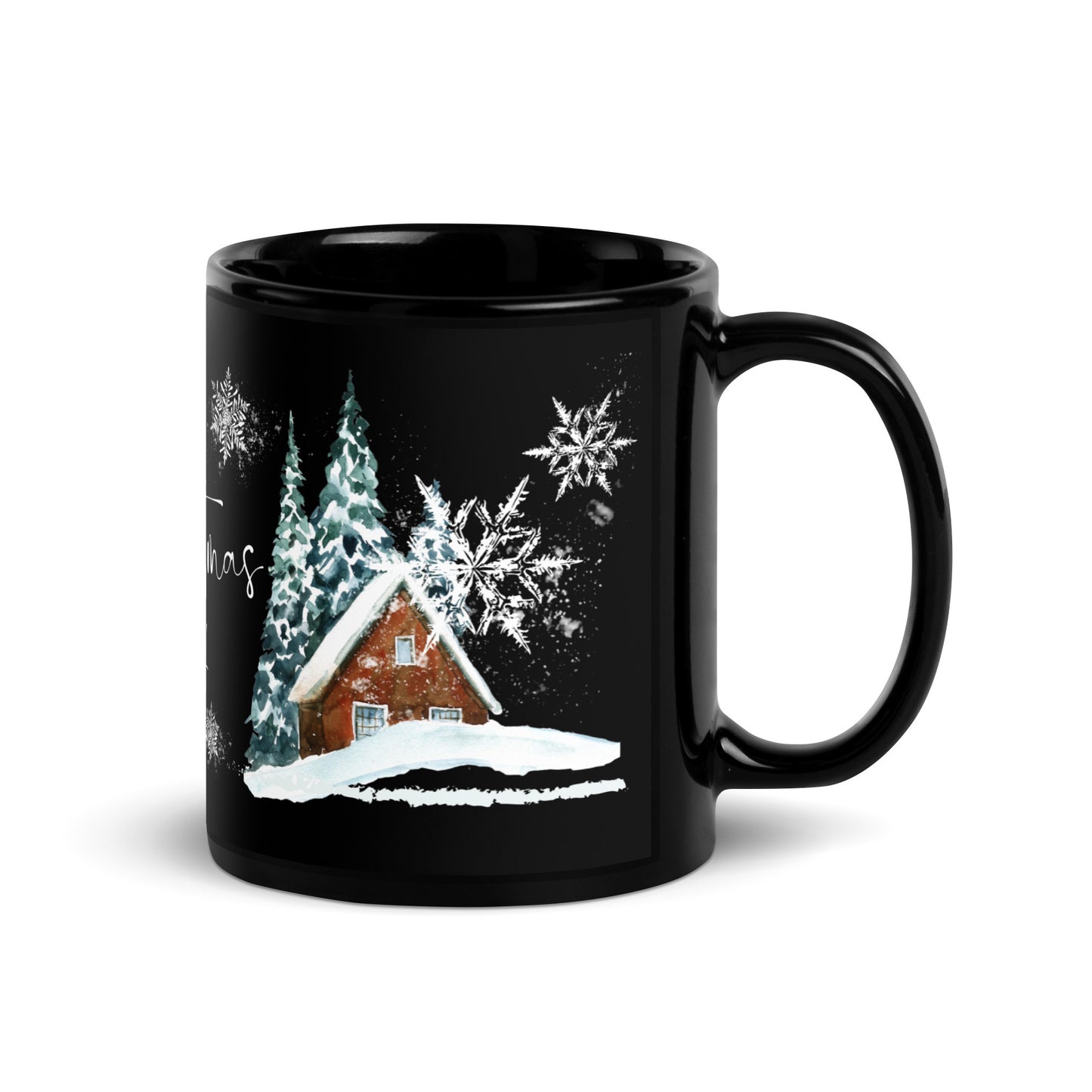 Personalized Image Merry Christmas 2024 Coffee Cup Black Glossy Mug