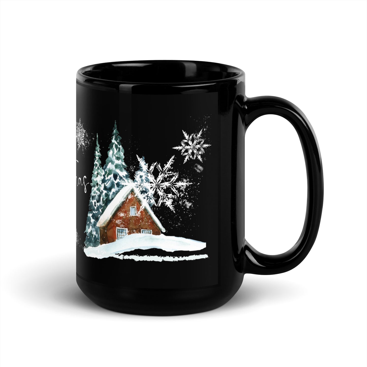 Personalized Image Merry Christmas 2024 Coffee Cup Black Glossy Mug