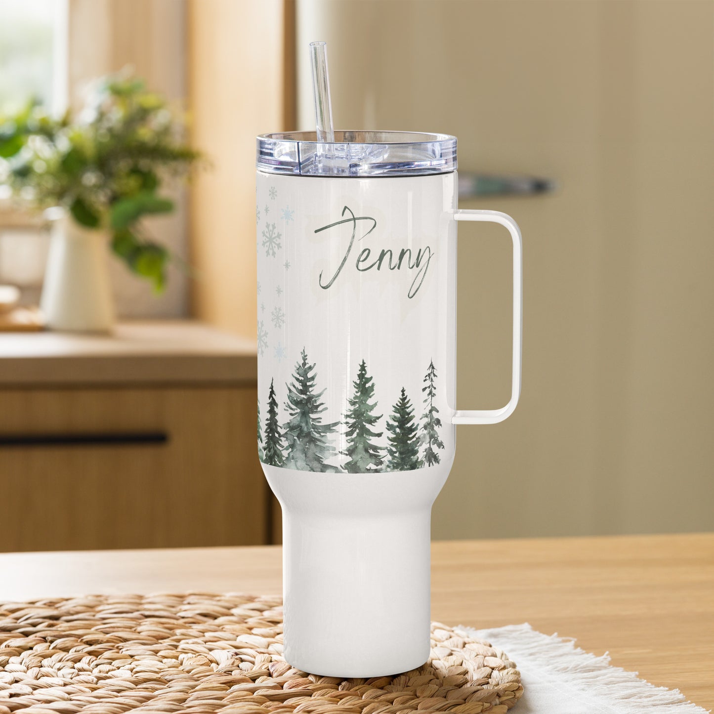 Travel mug with a handle, Personalized Tumbler Merry Christmas Gift