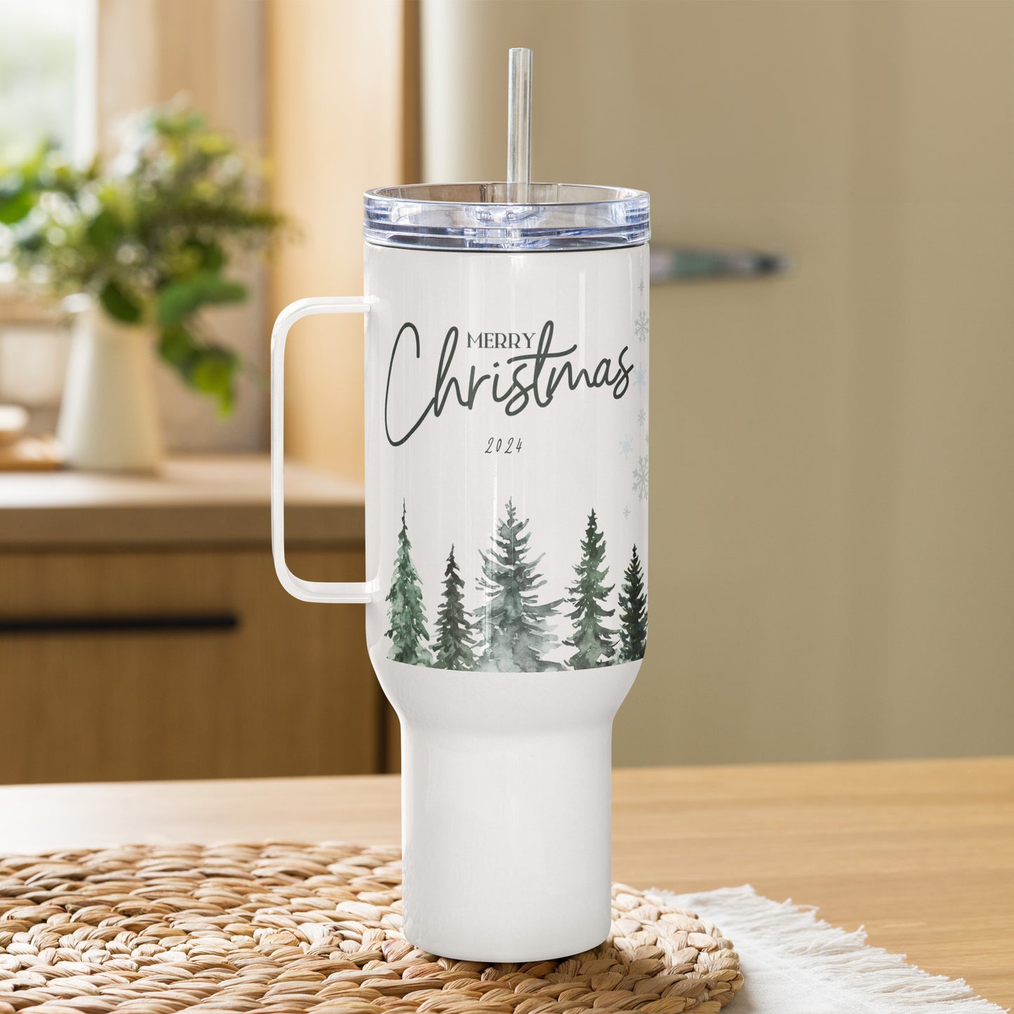 Travel mug with a handle, Personalized Tumbler Merry Christmas Gift