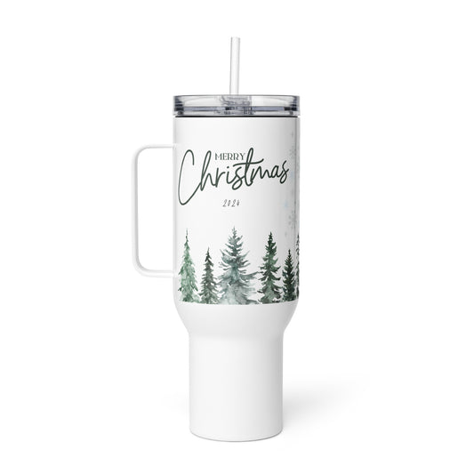 Travel mug with a handle, Personalized Tumbler Merry Christmas Gift