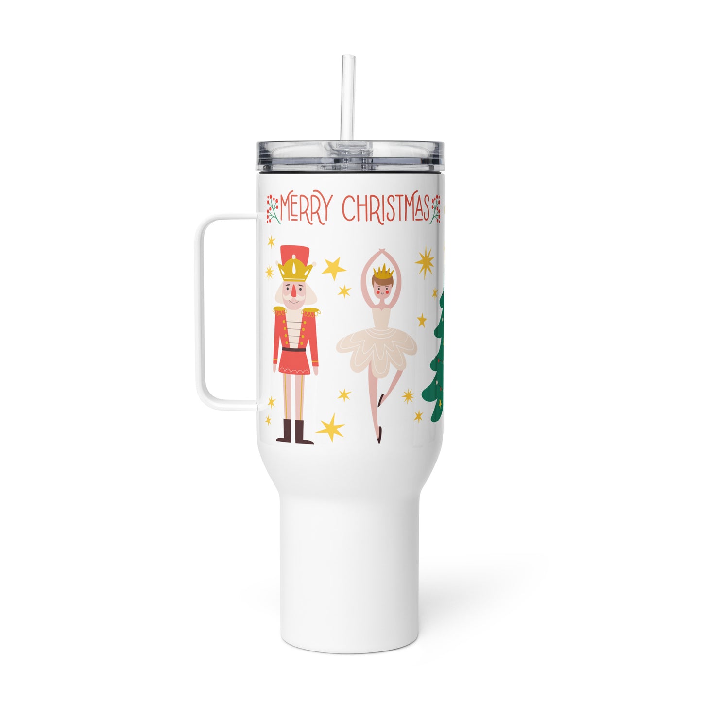 Christmas Travel mug, Personalized Tumbler Nutcracker Merry Christmas Gift