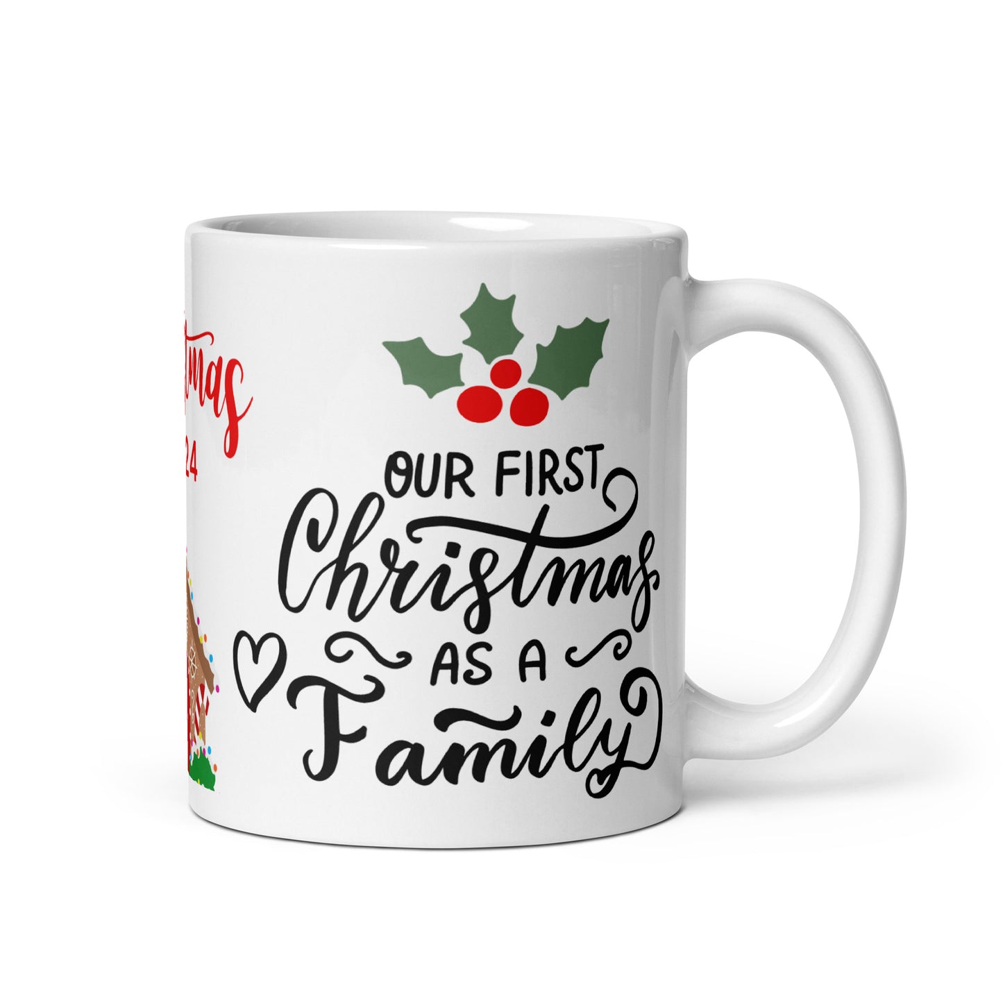 Personalized Coffee Mug - Our First Christmas as a Family Personalized White glossy mug