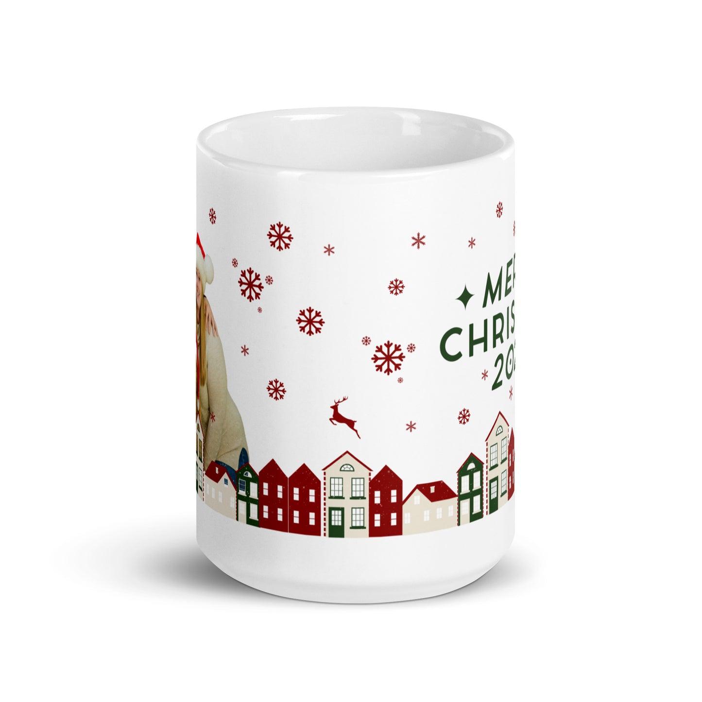 Personalized Coffee Mug with your Favourite Family Photo Merry Christmas 2024 White glossy mug