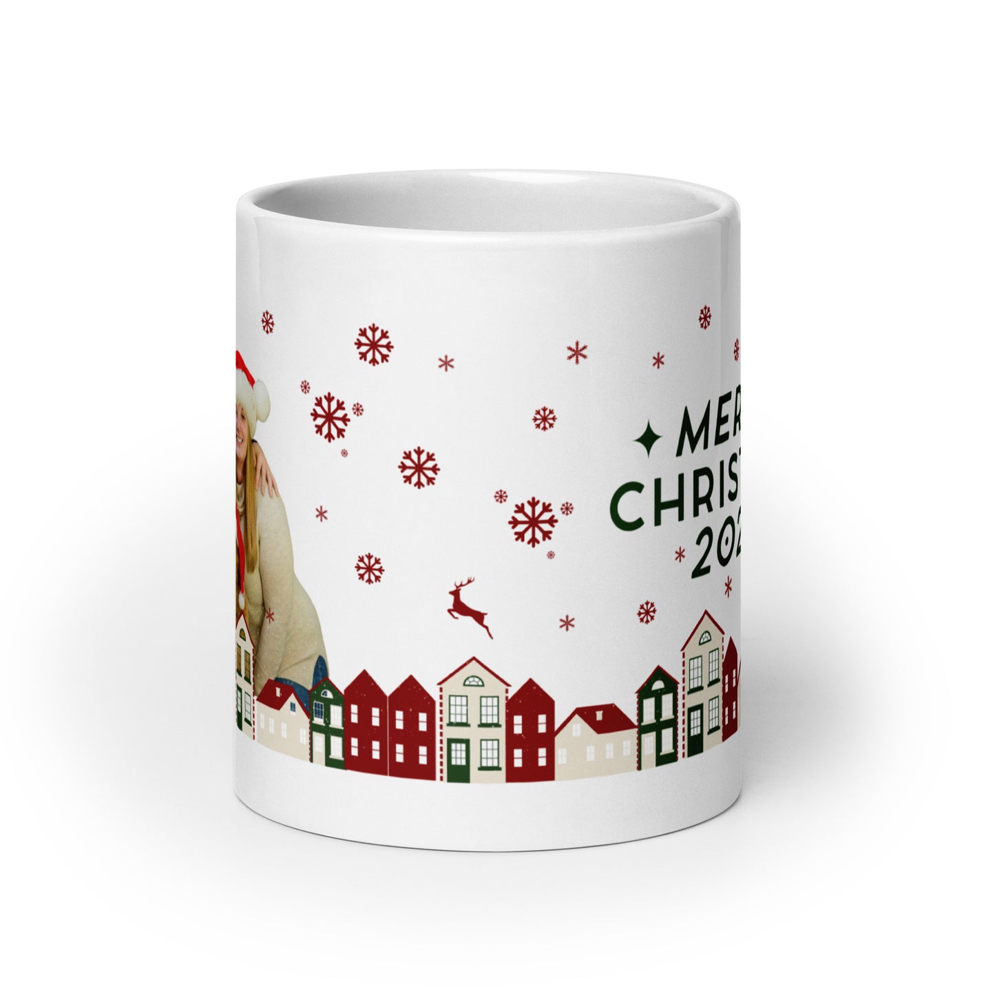 Personalized Coffee Mug with your Favourite Family Photo Merry Christmas 2024 White glossy mug