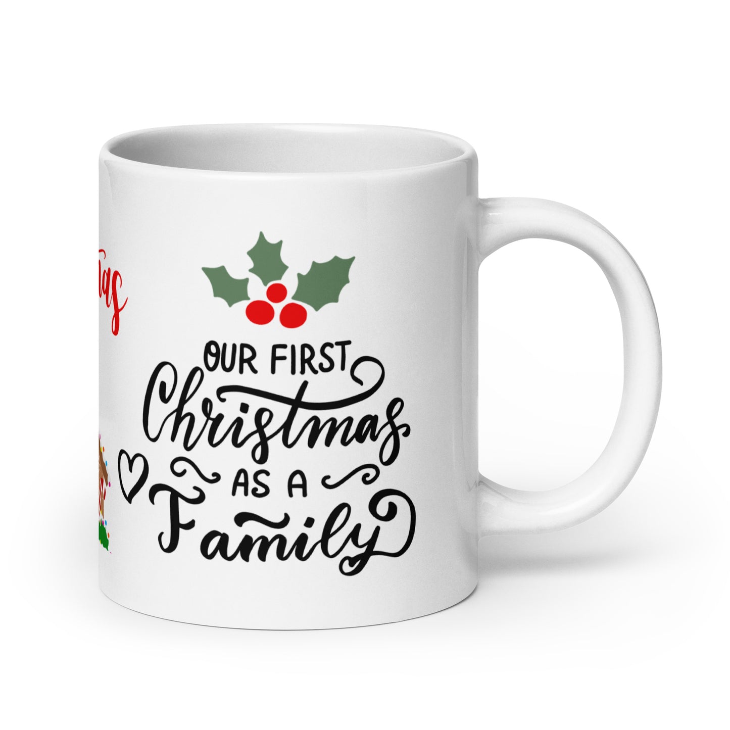 Personalized Coffee Mug - Our First Christmas as a Family Personalized White glossy mug